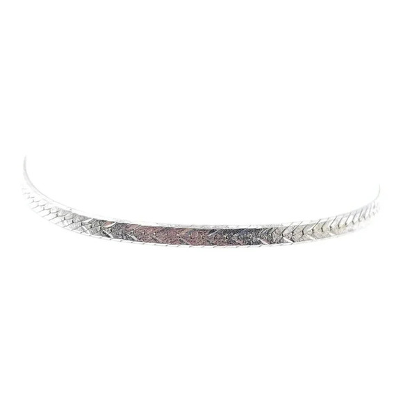 925 Sterling Silver Herringbone Chain Bracelet Spring Ring Closure Italy VTG 3g - Picture 2 of 5